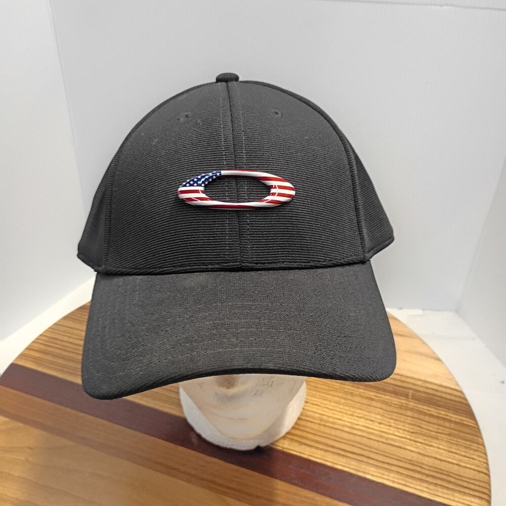 OAKLEY Men's USA American Flag Ellipse Logo Black Flex Fit Cap L/XL